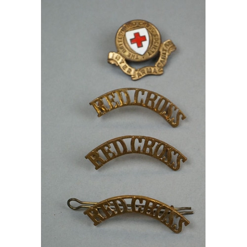 370 - A Collection Of World War Two Era British Red Cross Collectables To Include Badges, Shoulder Titles,... 