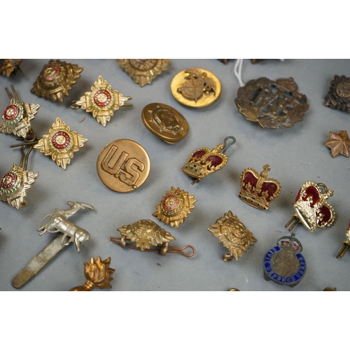 372 - A Collection Of Mainly British Military Badges To Include Officers Pips, Cap Badges, Collar Badges A... 