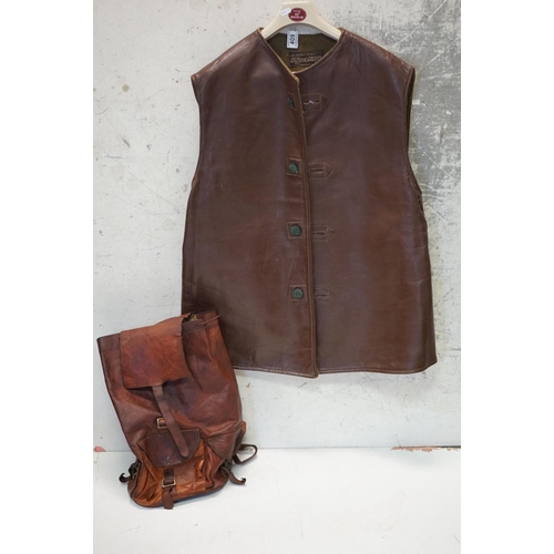 409 - A British Military Leather Jerkin With Wool Lining And Lion Insignia To Button Together With A Leath... 