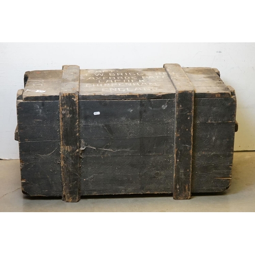 416 - A Large Wooden Naval Storage Trunk Marked To Captain E.W. BRIGGS Of The Royal Navy, Measures Approx ... 