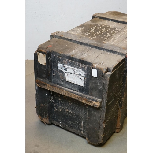 416 - A Large Wooden Naval Storage Trunk Marked To Captain E.W. BRIGGS Of The Royal Navy, Measures Approx ... 