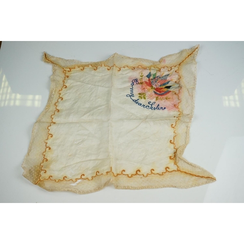 430 - A Small Collection Of World War Handkerchief's To Include And Embroidered Allied Forces Example Toge... 