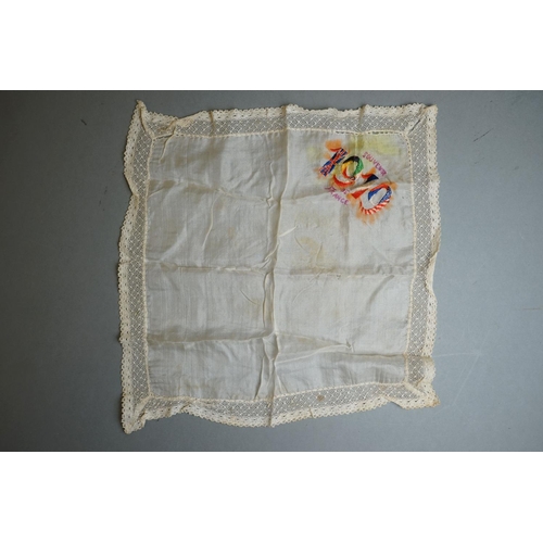 450 - A Small Collection Of Three World War One Embroidered Handkerchief's Together With A Royal Navy HMS ... 