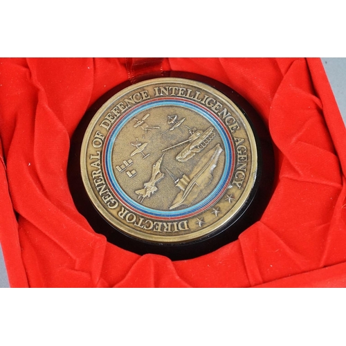 452 - A Cased Presentation Medallion From The Director General Of The Defence Intelligence Agency.