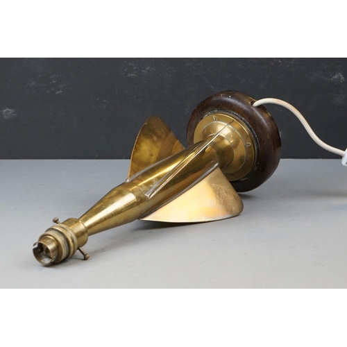 454 - A Vintage Brass Table Lamp Marked CHERUB Below A Naval Anchor On One Wing And Marked T.WALKER & Sons... 