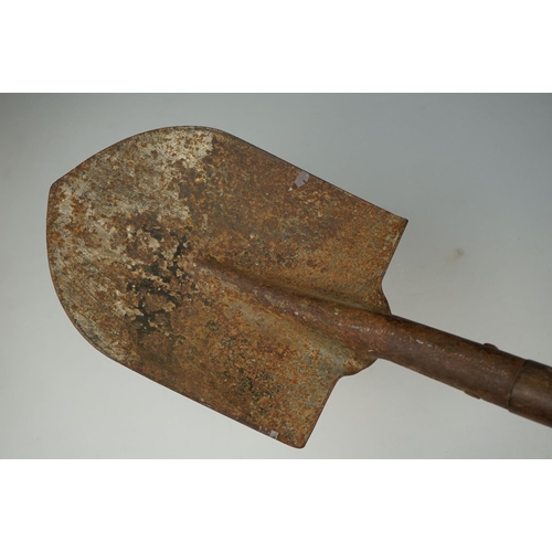 456 - An Antique Military Socket Mounted Bayonet Together With A Vintage Entrenching Shovel.