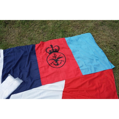 458 - A Large Naval Table Cloth With Anchor Decoration Together With Two Flags To Include A French Example... 