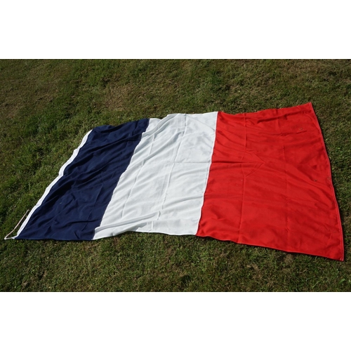 458 - A Large Naval Table Cloth With Anchor Decoration Together With Two Flags To Include A French Example... 