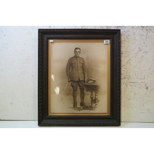 192 - A Large World War One Framed And Glazed Photograph Of DVR. William J. Parfitt Of Westbury, Wiltshire... 