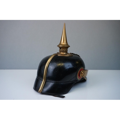 53A - A world War One German Officers Pickelhaube Helmet With Officers Gilt State Of Saxony Helmet Plate B... 
