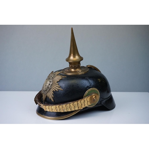 53A - A world War One German Officers Pickelhaube Helmet With Officers Gilt State Of Saxony Helmet Plate B... 