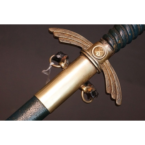 83A - A German Early Luftwaffe Officer Sword [M1935] with Hanger by David Malsch, Steinbach. The Grip Is A... 