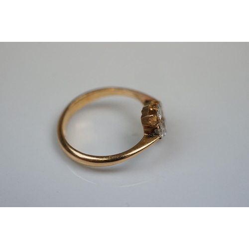 340 - Diamond five stone yellow gold ring (one stone deficient) five round brilliant cut diamonds, claw se... 