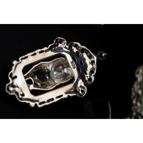 345 - Pair of silver Art Deco style drop earrings, in the form of cats