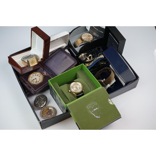 297 - A collection of watches to include Rotary and Timex examples together with a travel clock