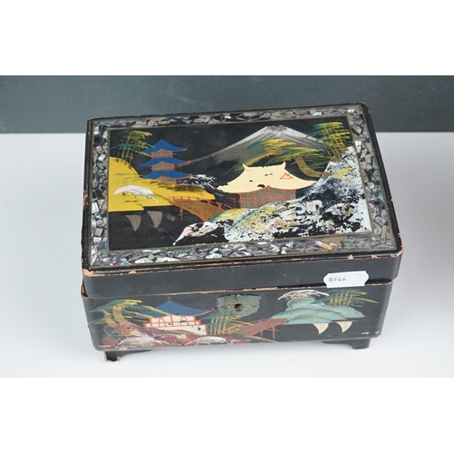 307 - A box of mixed collectables to include vintage costume jewellery, jewellery boxes and watches.