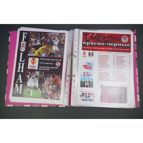 320 - Football - Fulham fc, 2009/10 run to Europa League final, a binder containing home and away teamshee... 