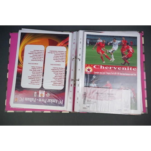 320 - Football - Fulham fc, 2009/10 run to Europa League final, a binder containing home and away teamshee... 