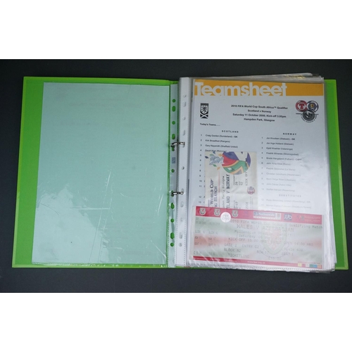 322 - Football - Internationals 2008-2013, a binder containing an extensive collection of teamsheets, tick... 