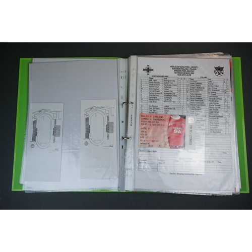 322 - Football - Internationals 2008-2013, a binder containing an extensive collection of teamsheets, tick... 