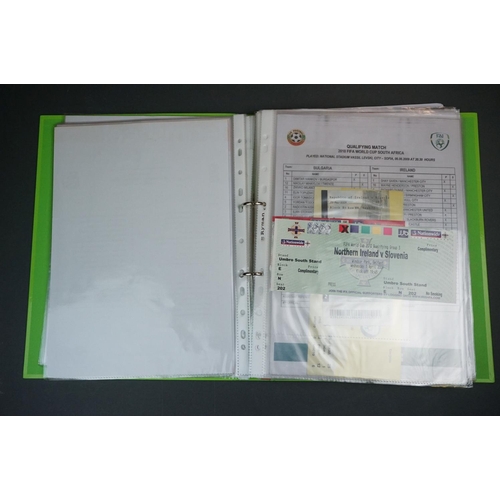 322 - Football - Internationals 2008-2013, a binder containing an extensive collection of teamsheets, tick... 