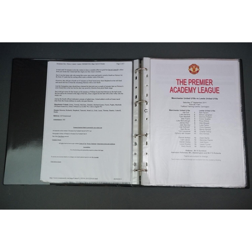 323 - Football - Manchester United fc reserve and youth teams 2011/12, a binder containing approx. 50 home... 