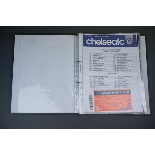 327 - Football - Portsmouth fc, a binder containing a collection of home and away teamsheets etc 2008/09 &... 