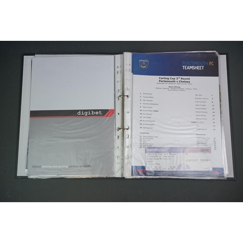 327 - Football - Portsmouth fc, a binder containing a collection of home and away teamsheets etc 2008/09 &... 