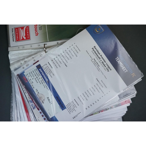 327 - Football - Portsmouth fc, a binder containing a collection of home and away teamsheets etc 2008/09 &... 
