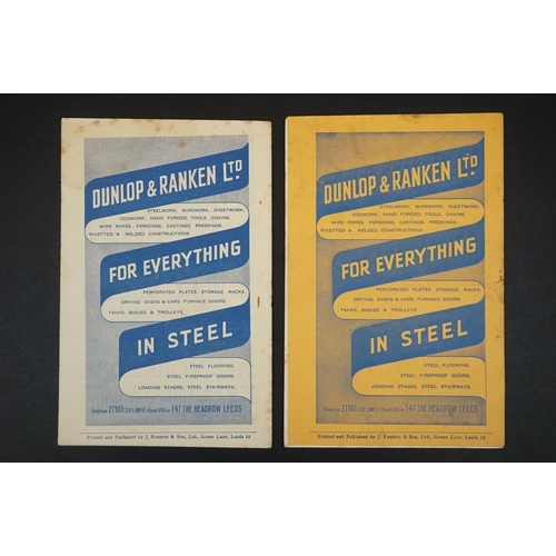57 - Two Leeds United 1940s home football programmes to include v Doncaster 11th Oct 1947 (pen t/c) and v... 