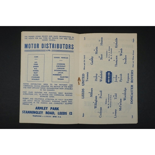 57 - Two Leeds United 1940s home football programmes to include v Doncaster 11th Oct 1947 (pen t/c) and v... 