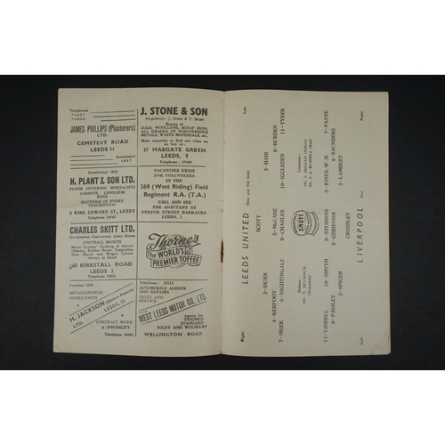 58 - Leeds United v Liverpool friendly football programme played 31st Jan 1953, vg with minor fold and cr... 