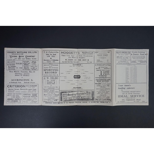 249 - Non League Football - Five 1940/50s Gateshead home programmes to include v Liverpool FAC 3rd rnd 10t... 