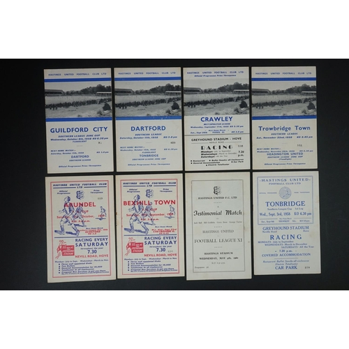 257 - Non League Football - 27 1950s Hastings home programmes to include 6 x 1955/56 featuring Brighton SF... 
