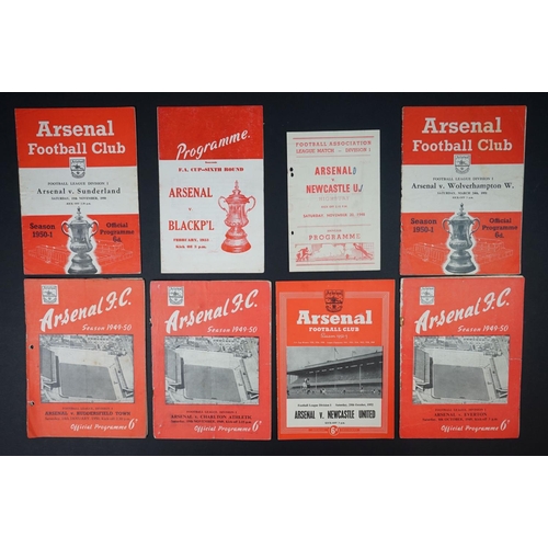 264 - 33 Arsenal home football programmes from 1948 to 1955, feature 2 x pirate examples (Newcastle United... 