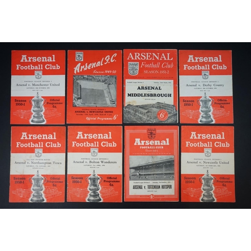 264 - 33 Arsenal home football programmes from 1948 to 1955, feature 2 x pirate examples (Newcastle United... 