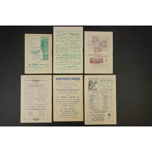 289 - Swindon Town 1951/52 - Six STFC away football programmes to include 2 x 1951 (Crystal Palace & Ipswi... 