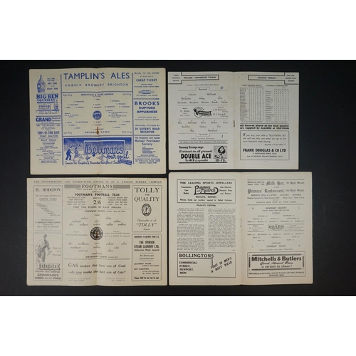 289 - Swindon Town 1951/52 - Six STFC away football programmes to include 2 x 1951 (Crystal Palace & Ipswi... 