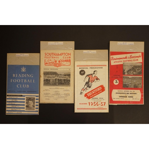 295 - Swindon Town 1956/57 - Full season of 22 away football programmes to include v Ipswich Town, Norwich... 