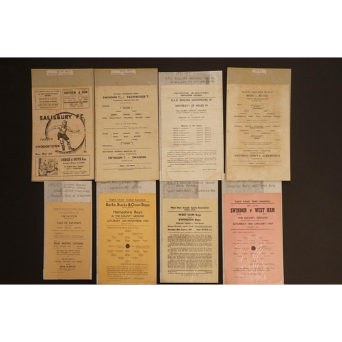 297 - 12 1956/57 football programmes mainly single sheet, much Swindon local interest, includes FAYC Ports... 