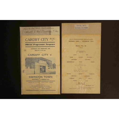 304 - Nine 1955/56 football programmes taking place at Swindon Town's County Ground to include Fr STFC v C... 