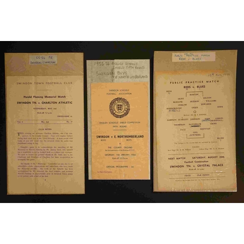 304 - Nine 1955/56 football programmes taking place at Swindon Town's County Ground to include Fr STFC v C... 