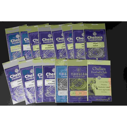 322 - 57 Chelsea home football programmes from 1949 to early 1960s, various league friendlies and cup matc... 