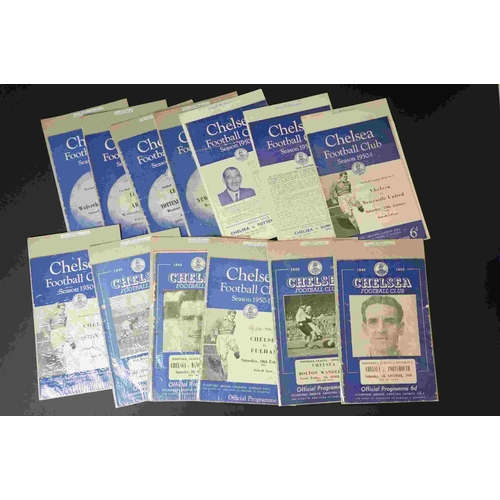 322 - 57 Chelsea home football programmes from 1949 to early 1960s, various league friendlies and cup matc... 