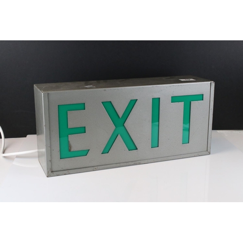 19 - Mid Century Metal Case Light Up ' EXIT ' sign, 43cms long x 20cms high