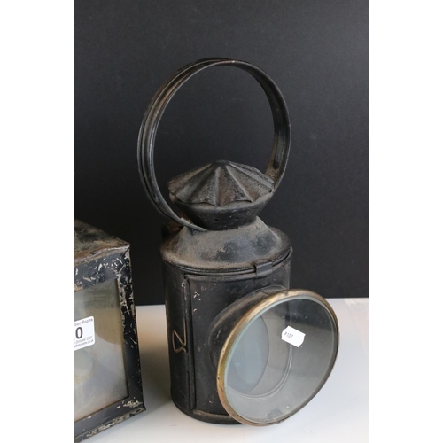 20 - A collection of three vintage railway lamps to include two British Rail and one London Midland Scott... 