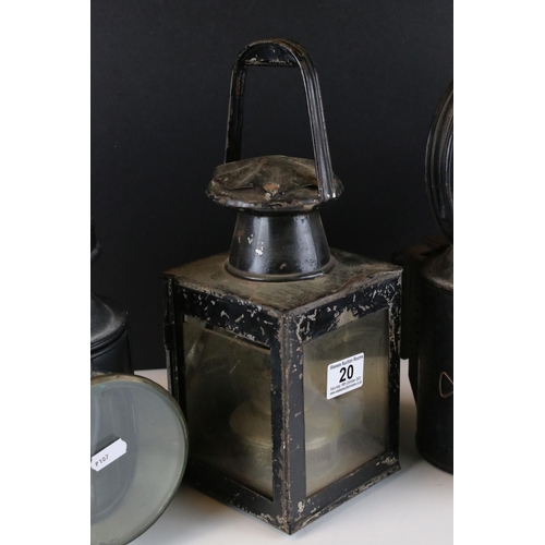 20 - A collection of three vintage railway lamps to include two British Rail and one London Midland Scott... 