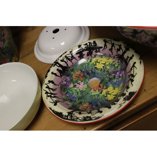 36 - Early 20th century Staffordshire Wilkinson's Pottery Wash Set decorated with Silhouetted Figures in ... 