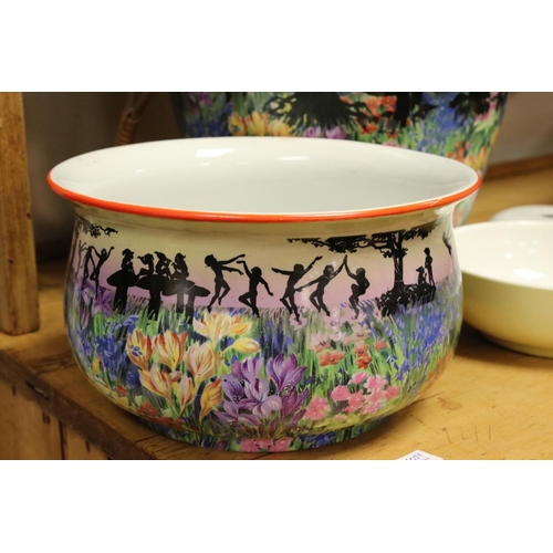 36 - Early 20th century Staffordshire Wilkinson's Pottery Wash Set decorated with Silhouetted Figures in ... 