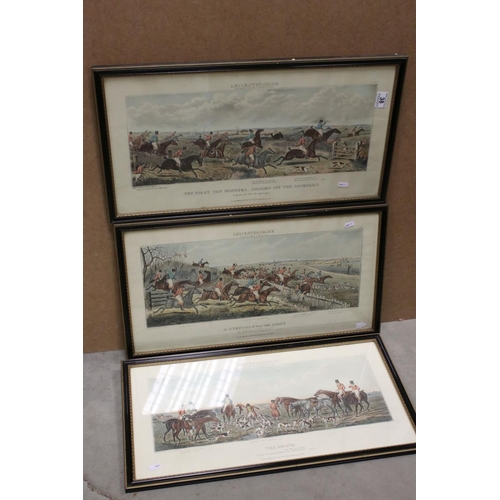 38 - After John Dean Paul, a set of three Leicestershire hunting prints; ' A Struggle To The Start ' ' Th... 